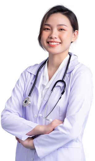 young asian female doctor standing on blue background free photo photoroom 2